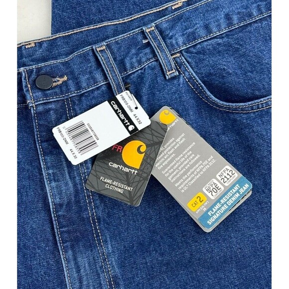 Carhartt Mens Flame Resistant Signature Denim Jean Relaxed Fit 44 X 33 Cat 2 NWT - Picture 7 of 11